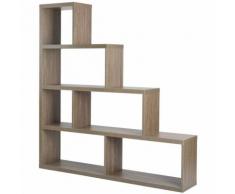 Libreria Scaffale a Scala Simms Legno MDF 4 Ripiani Rovere Grigio Casa Ufficio