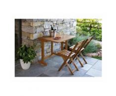 Set balcone in legno di acacia richiudibile, tavolo 95x65 cm più 2 sedie coordinate