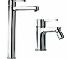 Coppia miscelatori canna alta lavabo + bidet Jacuzzi Flag per piletta click clack