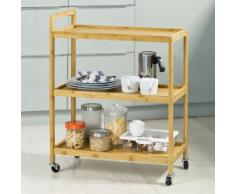 SoBuy® Carrello di servizio, Scaffale da bagno,bambù,FKW34-B-N,IT