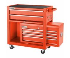 Carrello per strumenti PRO armadio acciaio 4 ruote 10 cassetti (Rosso Azzurro, nero, argento)