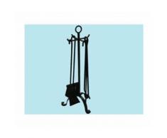 Set Utensili Per Camino Nere Fire 4 Pz In Ferro Battuto 28xh.58 Cm. -651