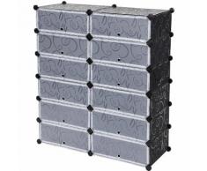 6 piani Scarpiera Armadio Guardaroba Scaffale Mobiletto Modulare Nero LPC26H
