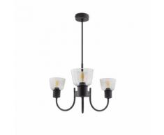 Lampada a Sospensione Design Tivo 3 Faretti Nera Nero
