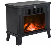 HomCom Camino Elettrico da Terra 600W/1200W con Effetto Fiamma, Nero, 34,5x17x31cm
