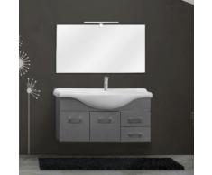 Mobile sospeso bagno 2 ante 2 cassetti 105 cm grigio legno invecchiato specchio+applique