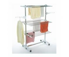 Stendibiancheria, Stendino Per Biancheria, 3 ripiani, Bianco, con ali, Materiale: Tubi in acciaio