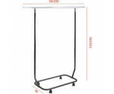 Stender Appendiabiti classico NERO richiudibile con Ruote da 50mm 80/150 X 45 X 110/180h