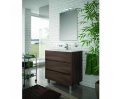 Mobile bagno 800 in legno marrone Acacia con lavabo Arenys | Con specchio e lampada LED