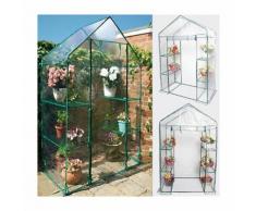 Serra da Giardino Piante 4 Ripiani Metallo Telo PVC Giardinaggio 140x195x72cm