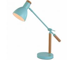 Lampada Da Tavolo In Metallo E Legno Laursen Color Blu