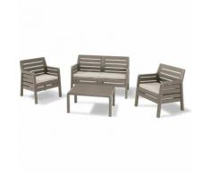 Set completo salotto in Pvc resina tortora da interno esterno casa bar giardino divano tavolo e