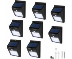 8 lampade LED a muro, a energia solare con sensore di movimento