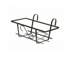 Balconiera Fioriera Geranio Rettangolare Fissa In Ferro Nero 40Cm. Conf. 6Pz
