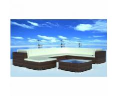 Set Divano da Giardino 24 pz in Polirattan Marrone