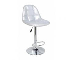 Sgabello girevole in acciao seduta in ecopelle silver modello Button