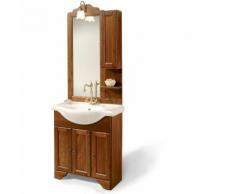 Mobile bagno in arte povera cm 75 con lavabo, specchiera pensile e applique
