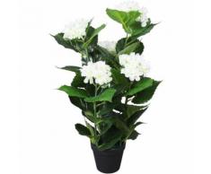 Ortensia Pianta Artificiale con Vaso 60 cm Bianca