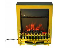HomCom Camino Elettrico da Incasso o Terra 2000W, Dorato, 48x19x59cm