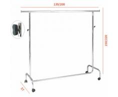 Stender Appendiabiti CROMATO regolabile in altezza con Ruote da 80mm 150/220 X 50 X 125/200h