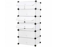 Scarpiera Armadio Guardaroba Scaffale Mobiletto Modulare Bianco LPC06W
