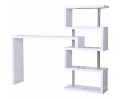 Tavolo Bancone Bar con Scaffale a 4 Ripiani, Bianco, 150x80x164.5cm