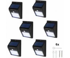 6 lampade LED a muro, a energia solare con sensore di movimento