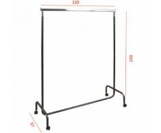 Stender Appendiabiti classico NERO fisso con Ruote da 50mm 120 X 57 X 150h