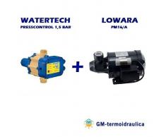 Kit Autoclave Elettropompa Periferica Lowara Pm 16 0,4 Hp 0,3 Kw + Press Control Watertech 1,5 Bar