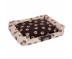 Letto per cani Oekobed in peluche con motivo a zampine - L 100 x P 80 x H 25 cm