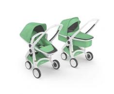 Passeggino Leggero 3 in 1 con Telaio Bianco 100% green - Greentom Upp - Bianco-menta