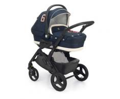 Passeggino Trio Telaio Dinamico Up NERO + Kit tessile TOP - CAM - Blu-panna