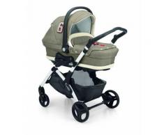 Passeggino Trio Telaio Fluido BIANCO + Kit tessile TOP - CAM - Marrone-panna