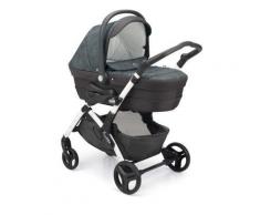 Passeggino Trio Telaio FLUIDO BIANCO + Kit tessile SMART - CAM - Grigio scuro