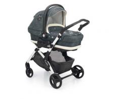 Passeggino Trio Telaio Fluido BIANCO + Kit tessile TOP - CAM - Jeans-panna