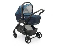 Passeggino Trio Telaio FLUIDO NERO + Kit tessile STONE - CAM - Blu