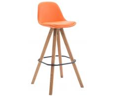 CLP Sgabello Franklin ben imbottito, in similpelle, gambe quadrate color legno naturale, arancione , arancione, altezza seduta