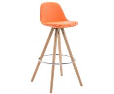 CLP Sgabello Franklin ben imbottito, in similpelle, gambe rotonde color legno naturale, arancione , arancione, altezza seduta