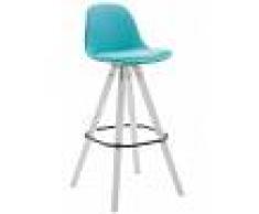 CLP Sgabello Franklin ben imbottito, in similpelle, gambe quadrate color bianco, blu , blu, altezza seduta