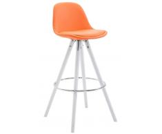 CLP Sgabello Franklin ben imbottito, in similpelle, gambe rotonde, color bianco, arancione , arancione, altezza seduta