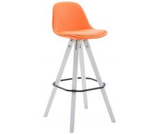 CLP Sgabello Franklin ben imbottito, in similpelle, gambe quadrate color bianco, arancione , arancione, altezza seduta