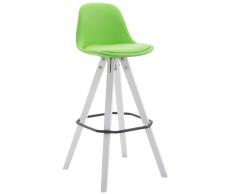 CLP Sgabello Franklin ben imbottito, in similpelle, gambe quadrate color bianco, verde , verde, altezza seduta