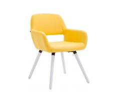CLP Sedia da sala da pranzo, in similpelle, telaio color bianco, giallo , giallo, altezza seduta
