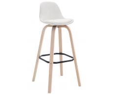 CLP Sgabello Avika similpelle, super imbottito, base color legno naturale, bianco , bianco, altezza seduta