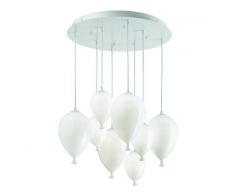 Ideal Lux Lampadario id-clown sp8 g9 vetro bianco artigianale moderno goccia interno ip20