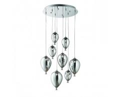 Ideal Lux Lampadario id-clown sp8 g9 vetro cromato artigianale moderno goccia interno