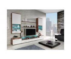 JUSTyou Set Cama II Parete attrezzata Prugna Bianco