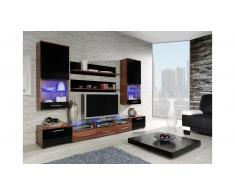 JUSTyou Set Cama II Parete attrezzata Prugna Nero