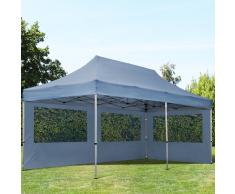 tendapro.it Gazebo Pieghevole ALU 3x6m PVC-beschichtetes Poliestere grigio scuro Padiglione Richiudibile Automatico