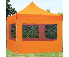 tendapro.it Gazebo Pieghevole ALU 3x3m Poliestere professionale con rivestimento PVC arancione Padiglione Richiudibile Automatico